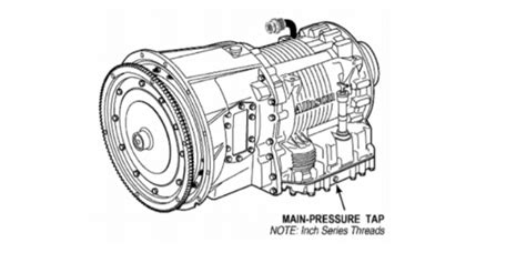 Step 3 Connect the pressure lube hose assembly to the lube port elbow and connect the other end of the lube hose assembly to the transmission (see specified transmissions below to determine fittings and port locations). . Allison transmission pressure test port